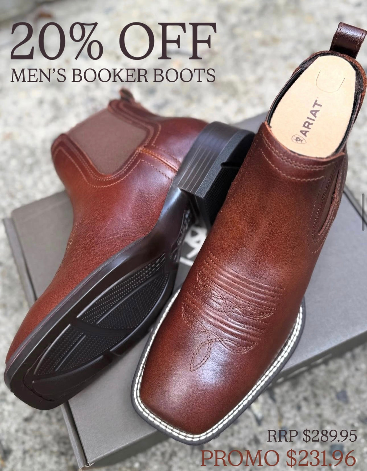 MENS ARIAT SPORT BOOKER ULTRA- ROYAL BROWN