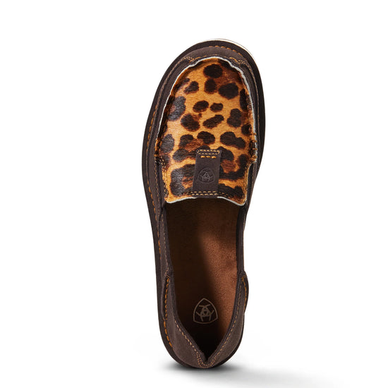 LADIES ARIAT CRUISER-LEOPARD HAIR ON/ CHOCOLATE SUEDE