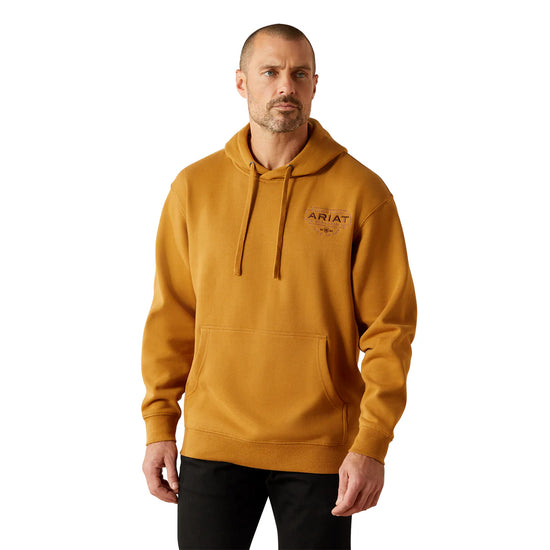 MENS ARIAT SOUTHWEST SIMPLE BUCKLE HOODIE-BONE BROWN