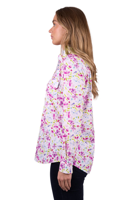 LADIES HARD SLOG EVAE 1/2 PLKT L/S SHIRT