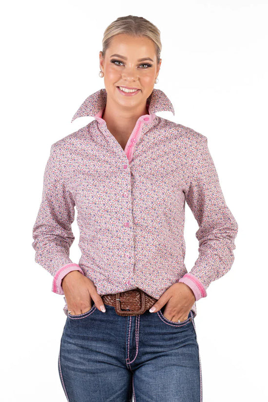 LADIES HITCHLEY AND HARROW FITTED FLORAL L/S SHIRT