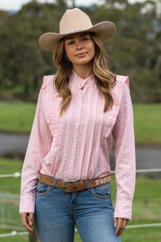 LADIES PURE WESTERN OLIVIA CHECK TUCK L/S SHIRT