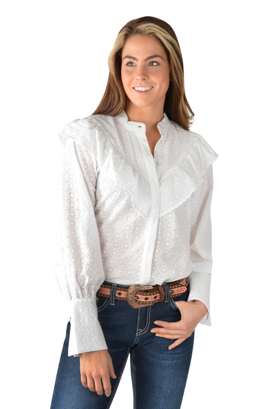 LADIES PURE WESTERN SAVANNAH RUFFLE L/S SHIRT