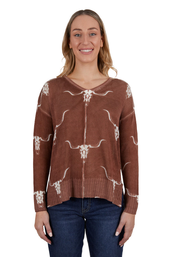 LADIES PURE WESTERN VEOLA KNITTED PULLOVER