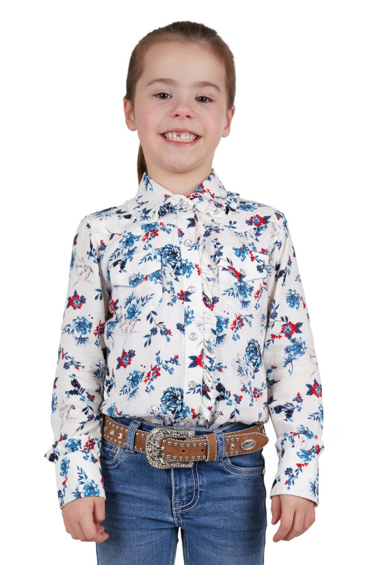 GIRLS PURE WESTERN FLORA L/S SHIRT