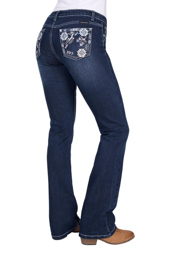 LADIES PURE WESTERN RAVEN BOOTCUT JEAN-34L
