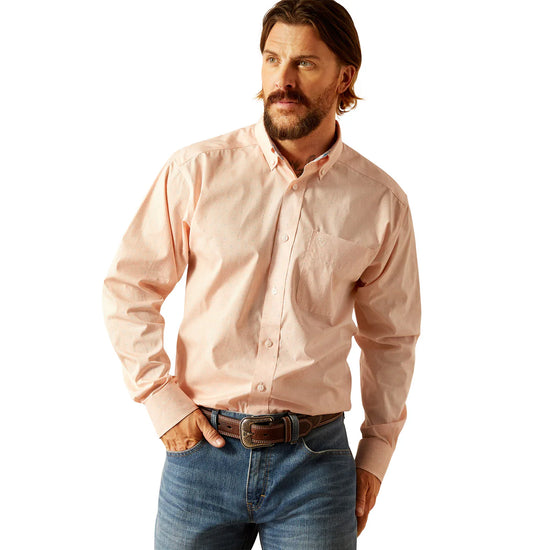 MENS ARIAT WRINKLE FREE ASHTON CLASSIC FIT L/S SHIRT- PINK
