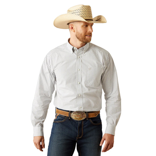 MENS ARIAT PRO SERIES STONE L/S SHIRT-WHITE