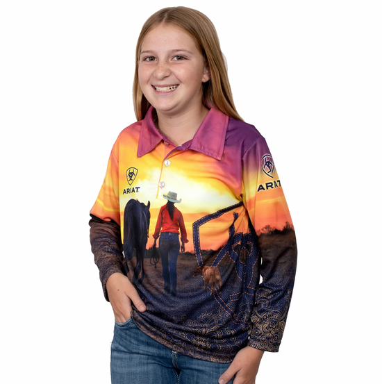 GIRLS ARIAT FISHING SHIRT- WESTERN SUNSET