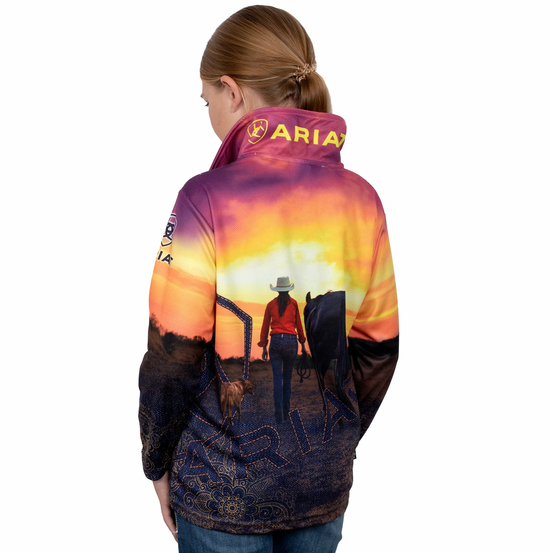 GIRLS ARIAT FISHING SHIRT- WESTERN SUNSET