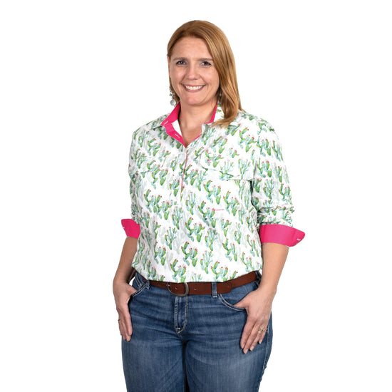 LADIES JUST COUNTRY GEORGIE 1/2 BUTTON WORKSHIRT