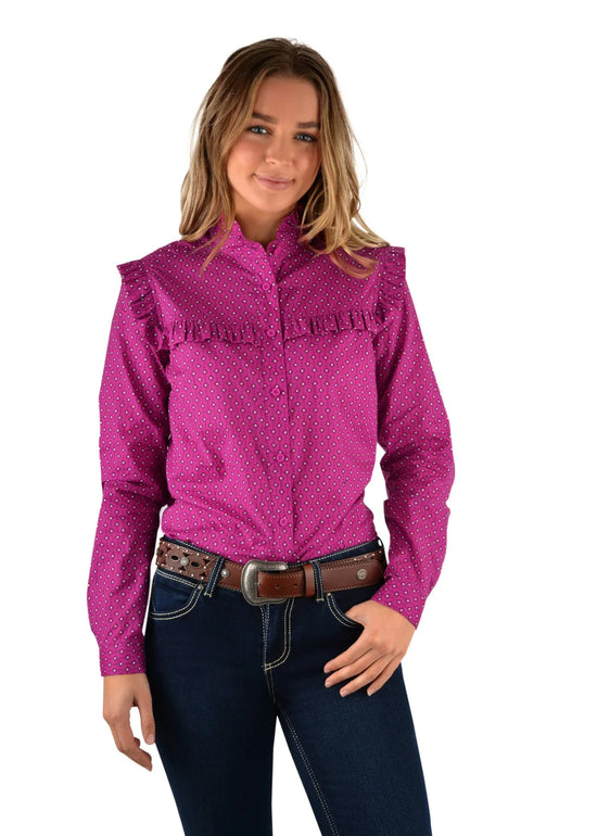 LADIES WRANGLER NIKKA FRILL L/S SHIRT