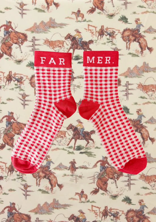 FAR MER CHERRY CHECK SOCKS