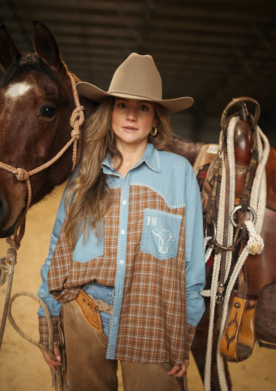 LADIES FAR MER HOMESTEAD CHECK TEXAS YOKE BUTTON-UP