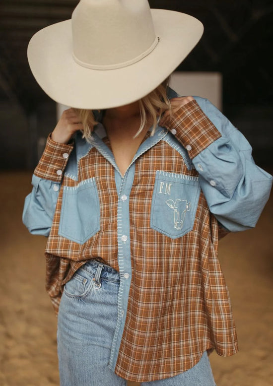 LADIES FAR MER HOMESTEAD CHECK TEXAS YOKE BUTTON-UP