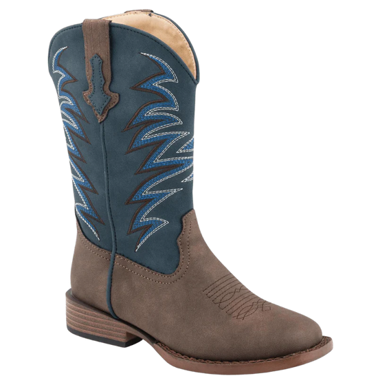 KIDS ROPER CLINT BROWN/NAVY BOOTS