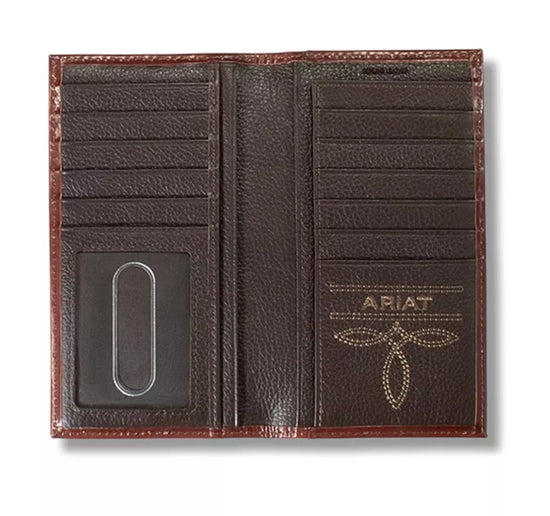 ARIAT RODEO WALLET- FLORAL EMBOSSED BUCKLE BROWN