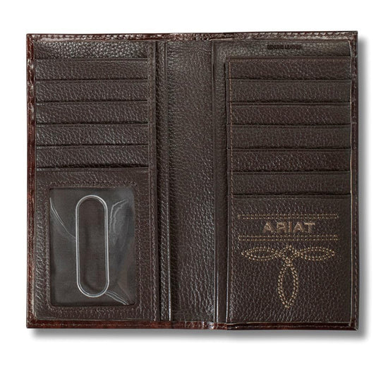 ARIAT RODEO WALLET- FEATHER EMBOSSED BROWN