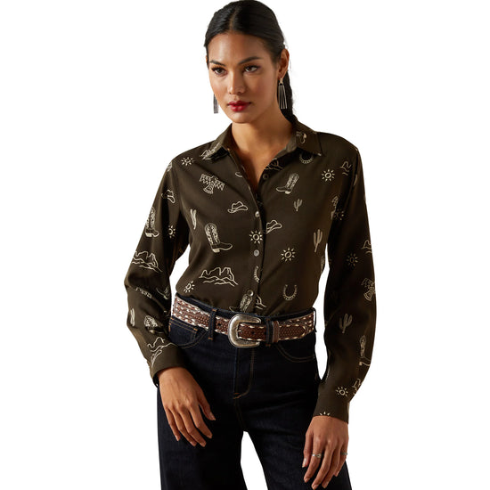 LADIES ARIAT HOMESTYLE L/S SHIRT- LAYLA PRINT