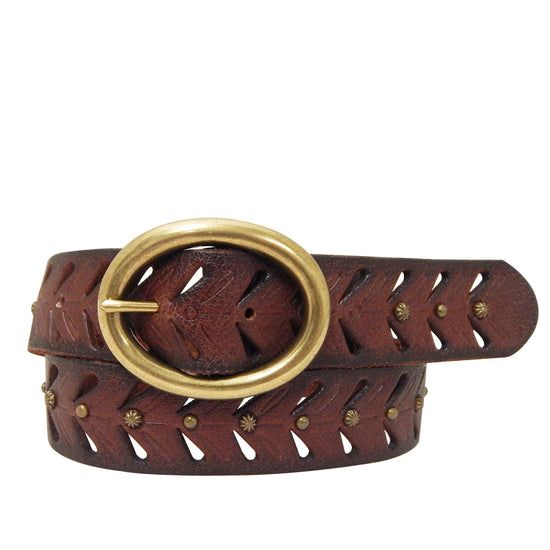 ROPER BELT DISTRESSED LEATHER- BROWN