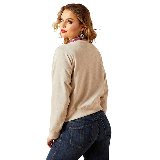 LADIES ARIAT ESSENTIAL CREW SWEATSHIRT-OATMEAL